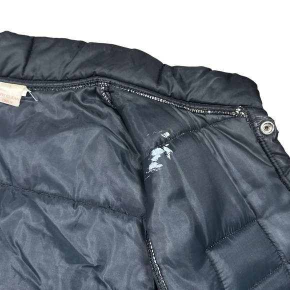 Vintage 70s Jeep Logo Nylon Puffer Black Snap Button Vest Jacket Mens Large - Picture 12 of 16